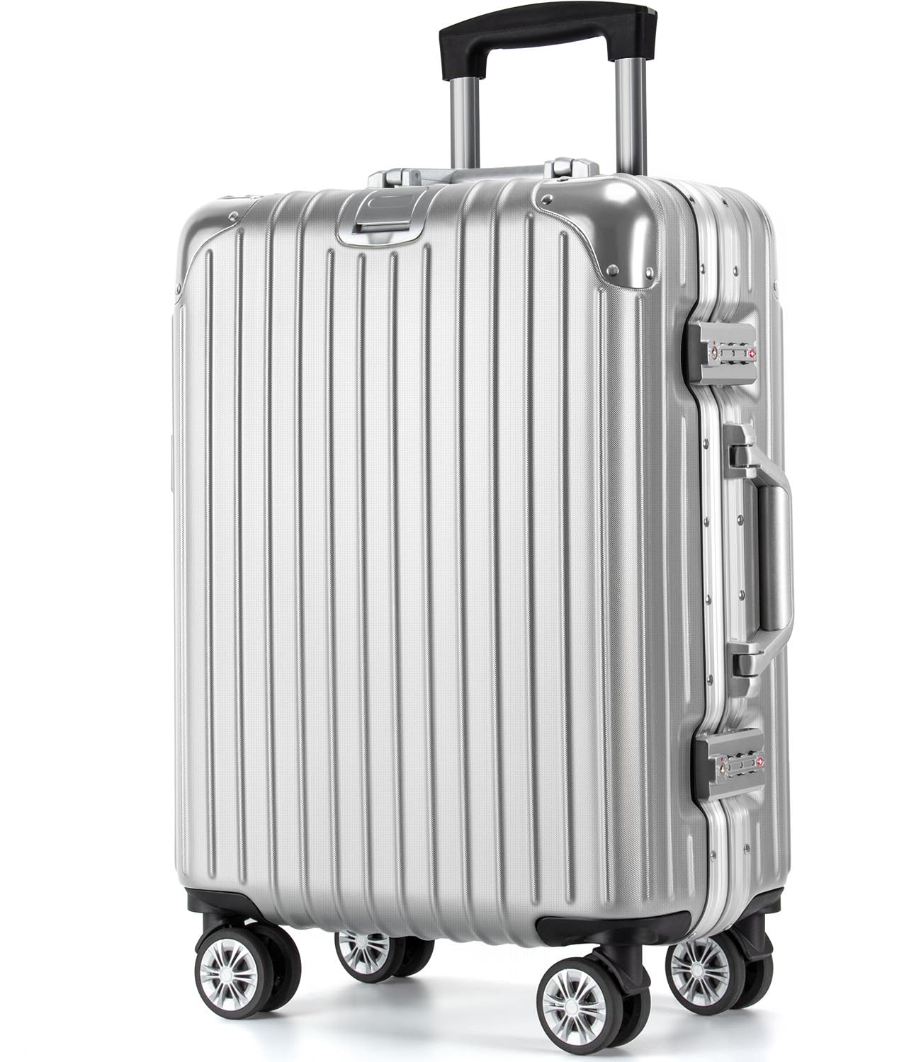 シルバーキャリーケース 360度回転ホイール付き Amazon.co.jp