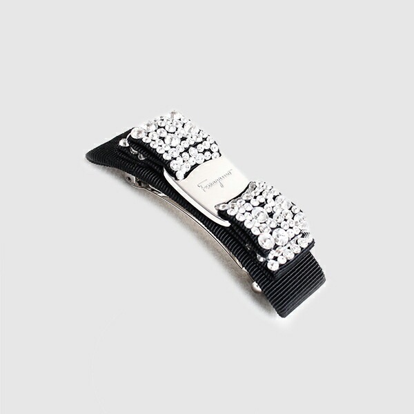 サルバトーレフェラガモ Salvatore Ferragamo ビジュー付き ヘアークリップ リボン バレッタ 342759 524894 NERO レディース ヴァラ VARA BLACK ブラック