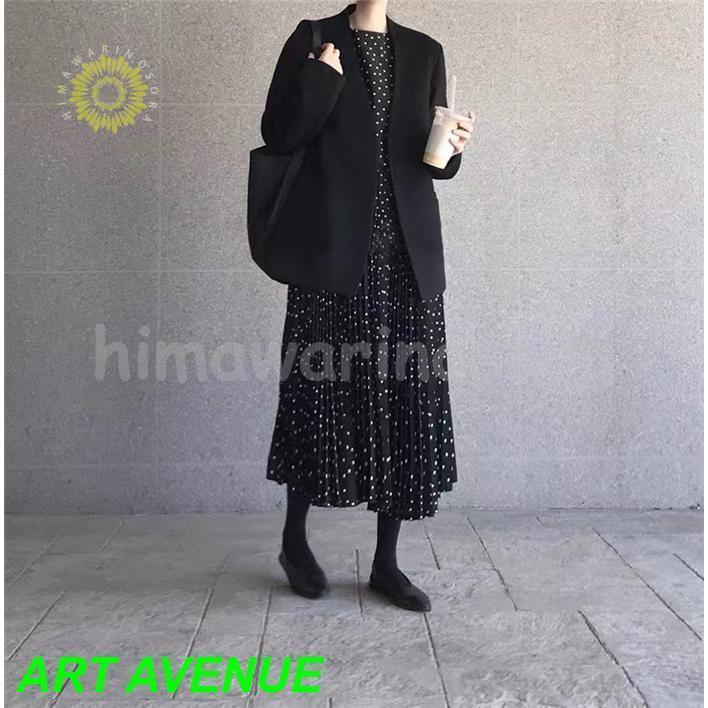 ロングワンピース 春 秋 レディース ワンピース Aライン 着痩せ ミモレ丈 きれいめ ドット柄 プリーツ 上品 大人 通勤 OL 二次会 エレガント 春コーデ 30代 40代