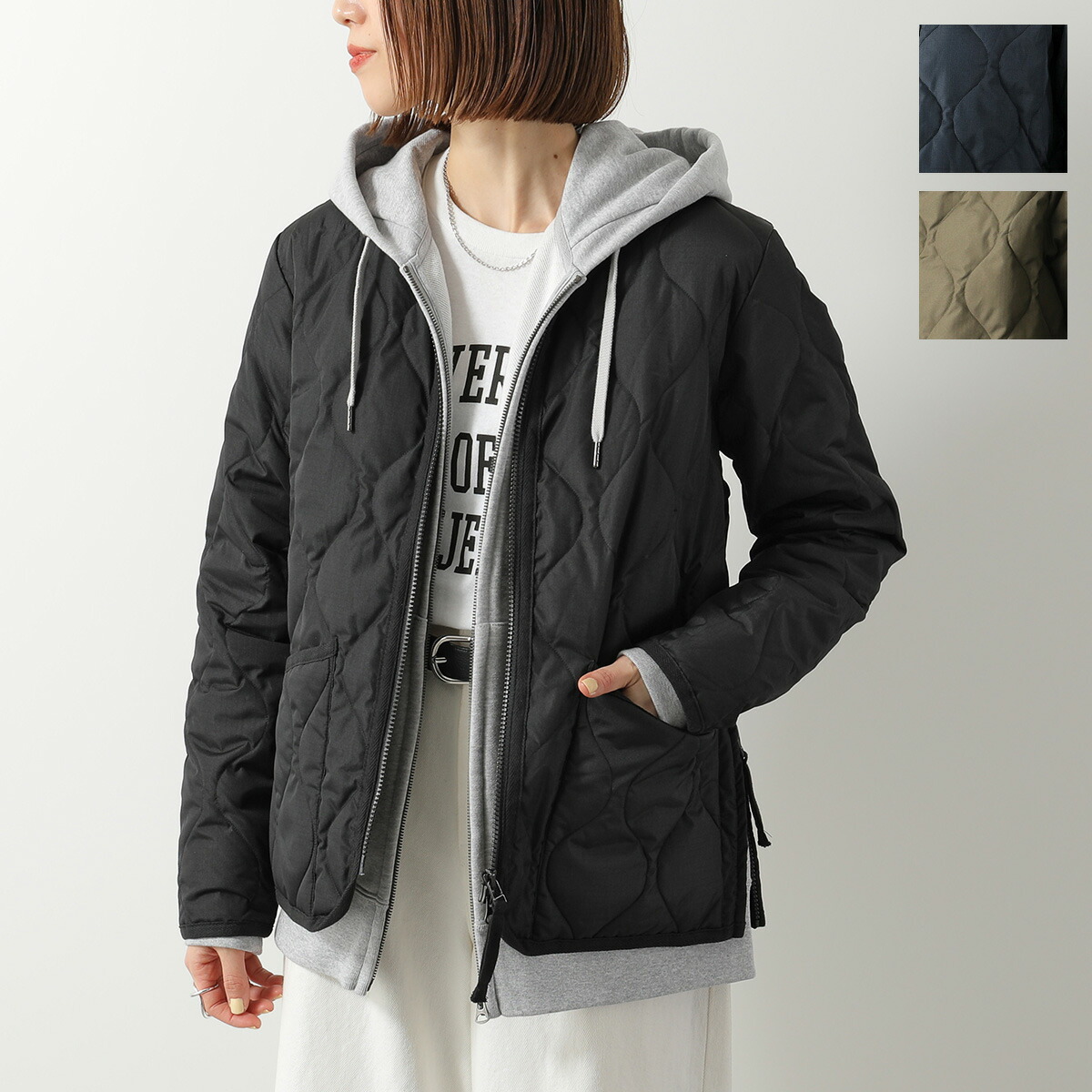 TAION タイオン ダウンジャケット 101ZML-1 レディース ミリタリー Vネック ジップ ブルゾン ファスナースリット パッカブル仕様 収納ポーチ付き カラー3色