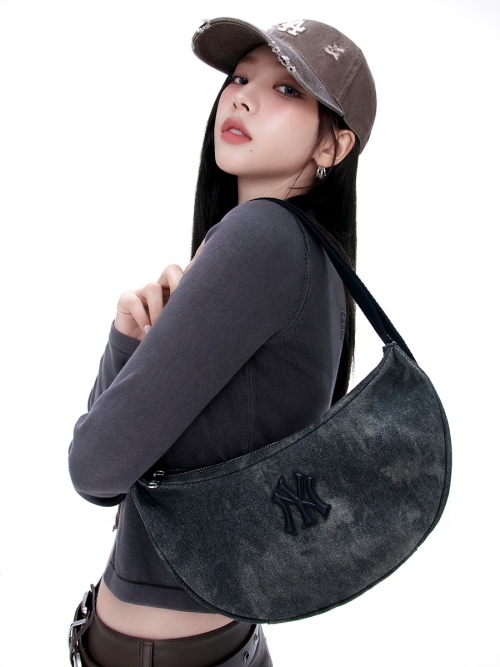 【espa karina着用 】ビンテージ ウォッシング ショルダーバッグ NY (Charcoal Grey)