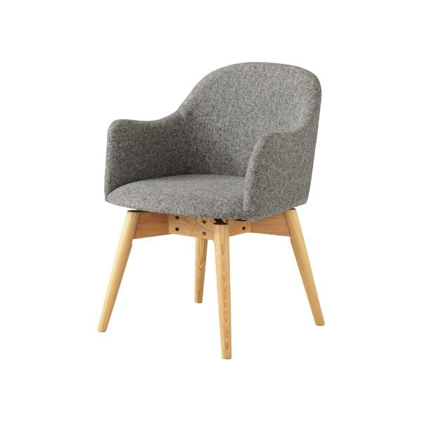 回転式 ダイニングチェア 食卓椅子 幅50x奥行55x高さ73x座面高43cm グレー 木製 肘付