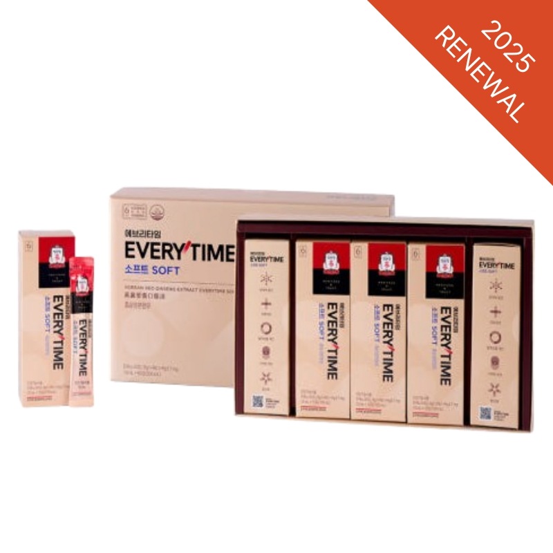 韓国限定] 2025年リニューアル 6年根 紅参錠 エブリタイム ソフト 10ml 50包 1箱 +紙袋