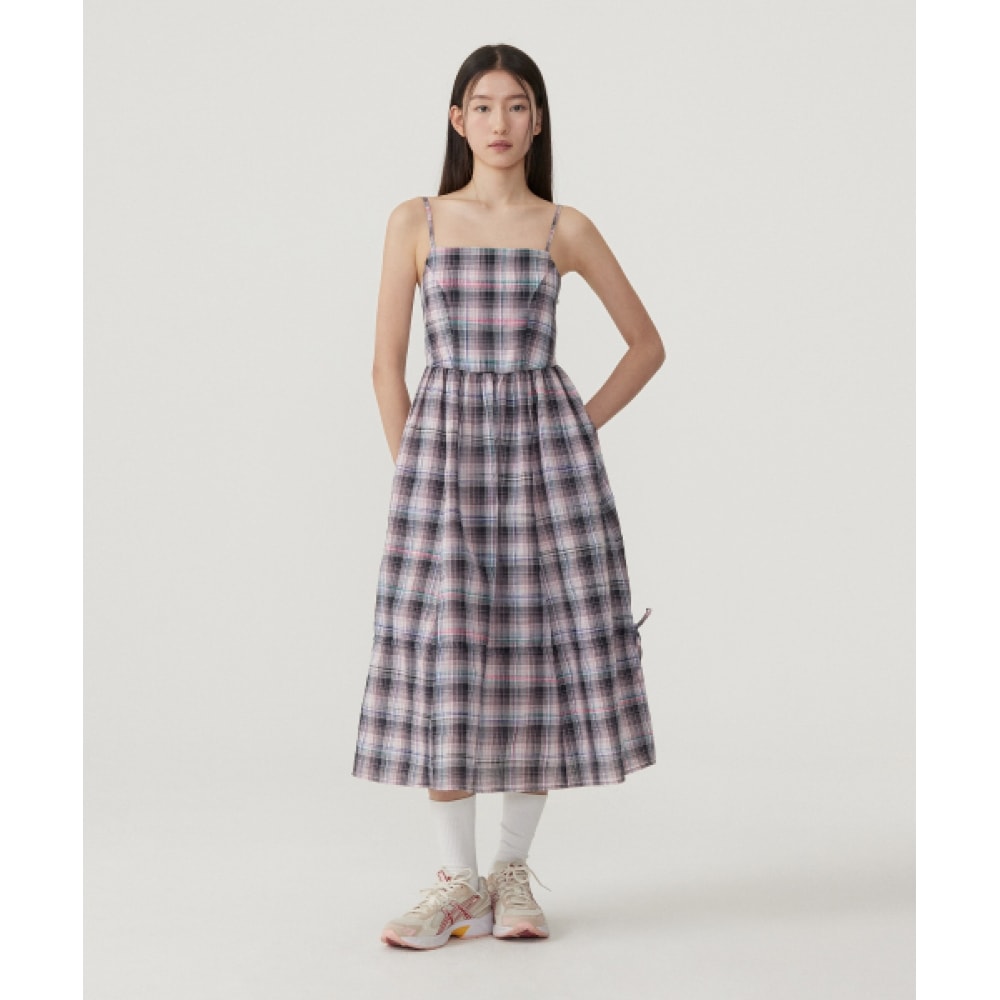 COVERNAT WOMAN シュリンクフレアスリーブレスワンピース Check