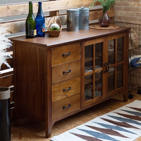 キャビネット サイドボード 天然木 レトロ調 引出し付 Timber 幅120cm 33,332円