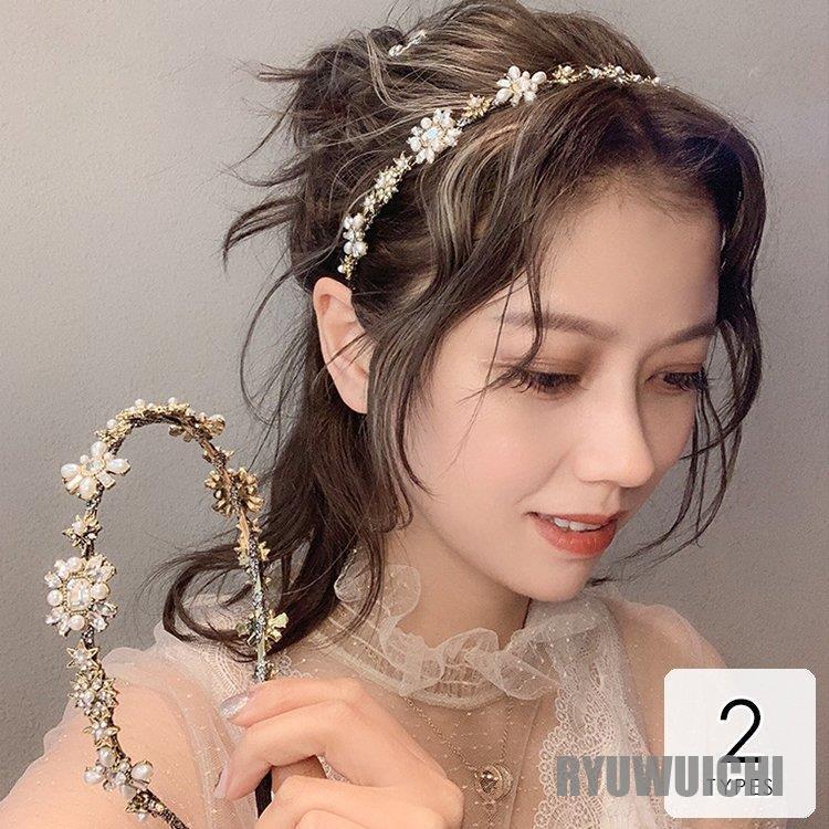 カチューシャ アクセサリー ジュエリー アクセ ヘアアクセサリー ヘアアクセ カチューシャ ビジュー パール ゴージャス ホワイト シルバー 休日/[act01]