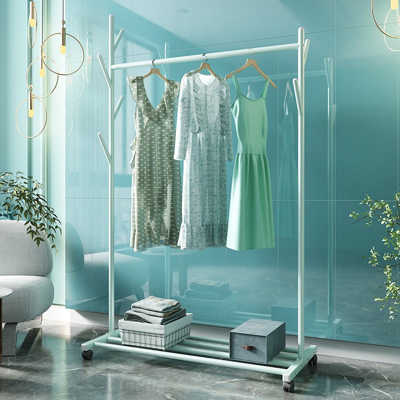 衣類ラック床置き寝室シンプル洋服ハンガーシングルポールコートラック家庭用屋内小型折りたたみ衣類乾燥ラック