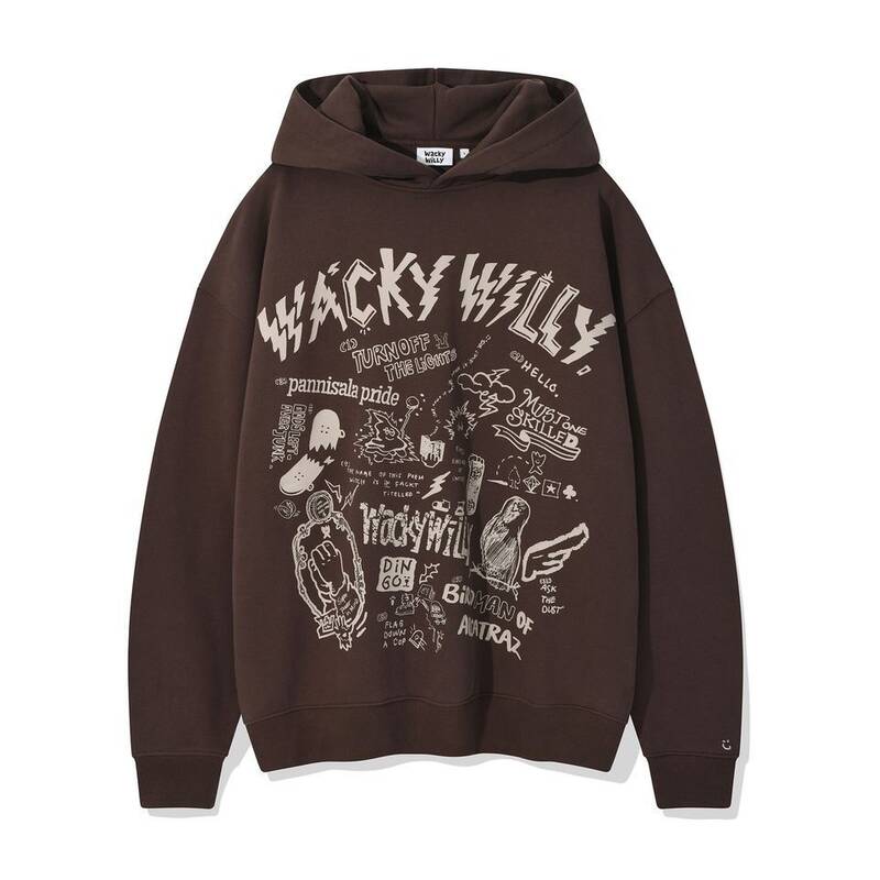 WACKY WILLY グラフィティ柄 フード付きパーカー ブラウン 472090