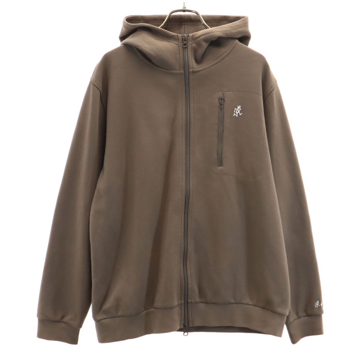 長袖 ジップパーカー S ブラウン メンズ 古着