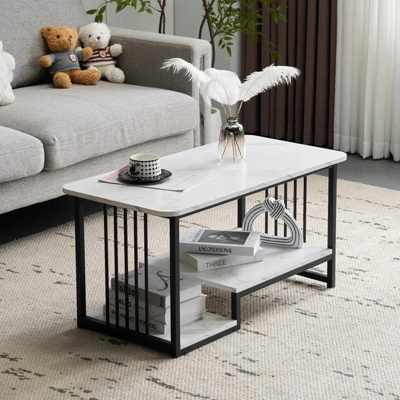 【国内即日発送】センターテーブル 大理石調 幅90cm 収納付き 長方形 ローテーブル おしゃれ 収納棚 コーヒーテーブル リビングテーブル コンパクト 北欧 カフェテーブル