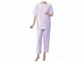 神戸生絲 婦人用 楽らくガーゼパジャマ半袖 パープル L No.900