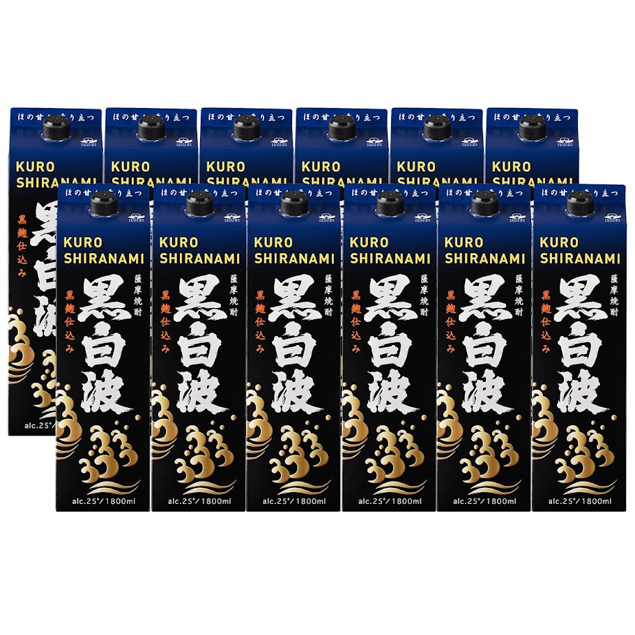 【送料無料】薩摩酒造 芋焼酎 黒白波 黒麹 25度 1800ml 1.8L2ケース/12本【北海道沖縄県東北四国九州地方は必ず送料がかかります】