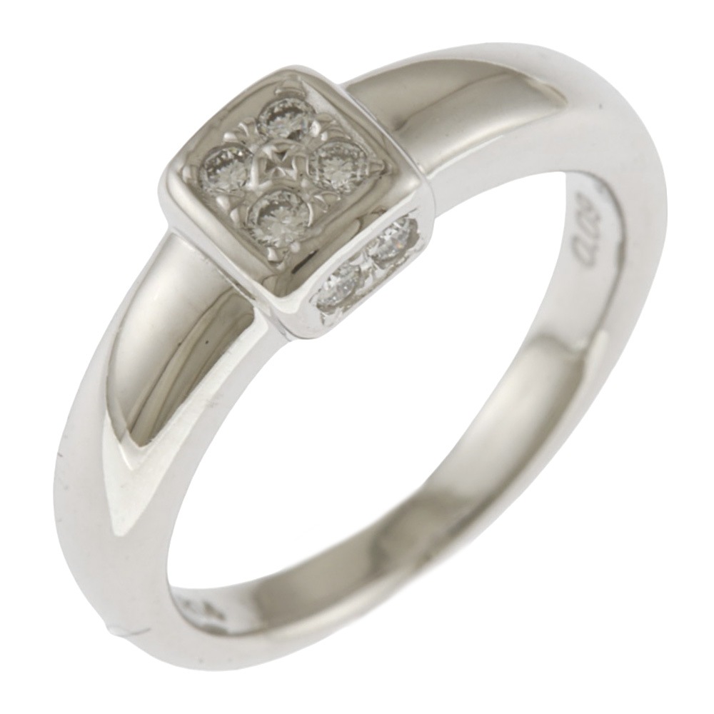 リング 指輪 3号 K14ホワイトゴールド ダイヤモンド 0.09ct 中古 美品