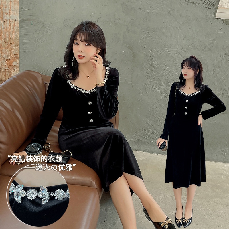 ワンピース ロング レディース 20代 チュニック 体型カバー aライン 膝丈 長袖 ひざたけ ゆっ