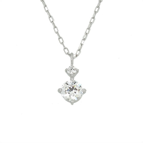 リボン済＆紙袋 正規品 ネックレス レディース 2石モチーフ ネックレス ペンダント プレゼント ジュエリー K10ホワイトゴールド 祝い