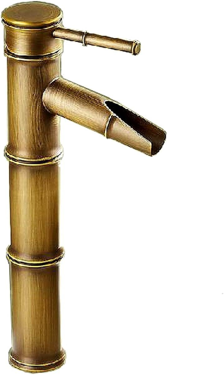 洗面用 竹型 混合水栓 蛇口 シングルレバー 洗いボウル用 洗面台(Aタイプ, ロング)