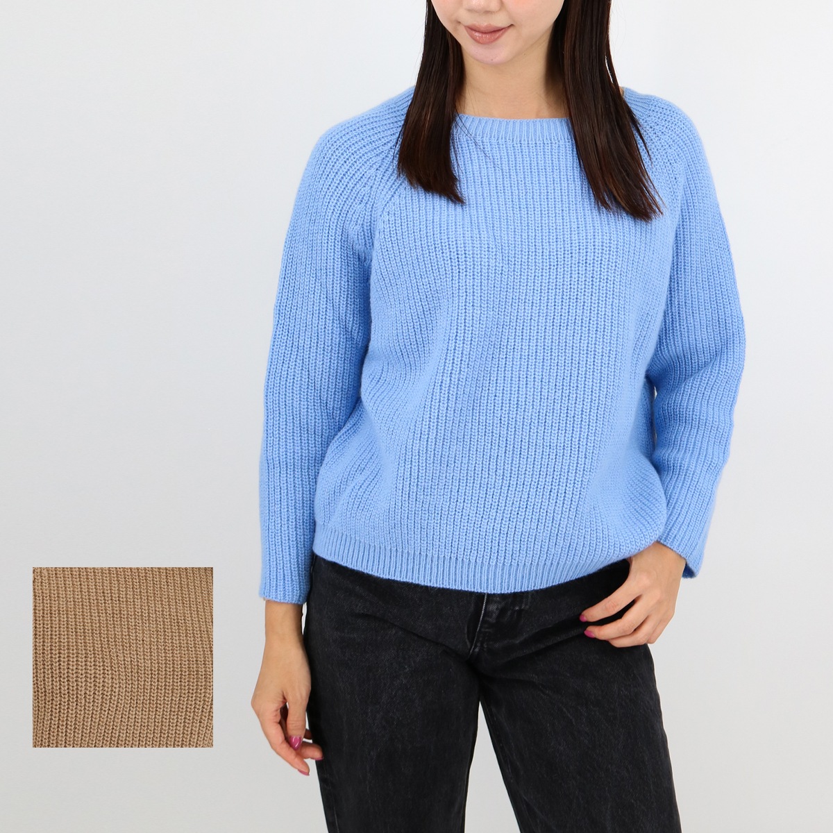 XENO モヘヤ クルーネック ニット セーター 長袖 レディース ラグランスリーブ