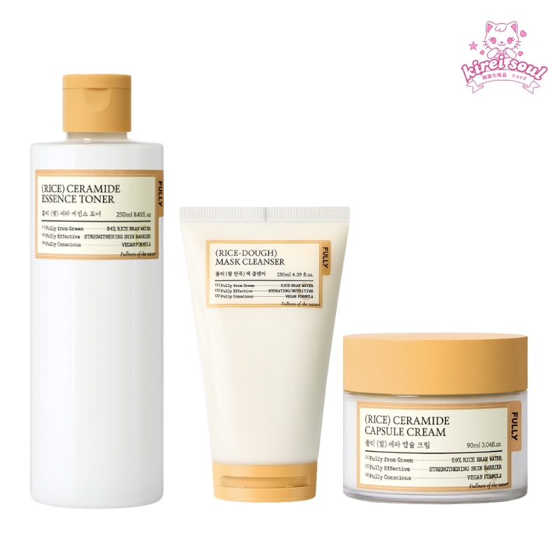 メガ割　スキンケア　米 セラミド 3個 セット(クレンザー/トナー/クリーム) 　米PDRNクレンザー 130ml/ 米セラエッセンストナー 250ml/米セラカプセルクリーム 90ml