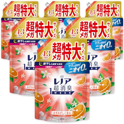 レノア 超消臭1WEEK 柔軟剤 シトラス 詰め替え 1900mL*6袋 [大容量] [ケース品]