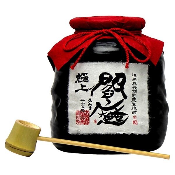 1回のご注文で4本まで4本まで送料１本分ＧＥＫ長期貯蔵麦焼酎25極上閻魔甕1.8Ｌ　柄杓　化粧箱入麦焼酎メーカー大分県：老松