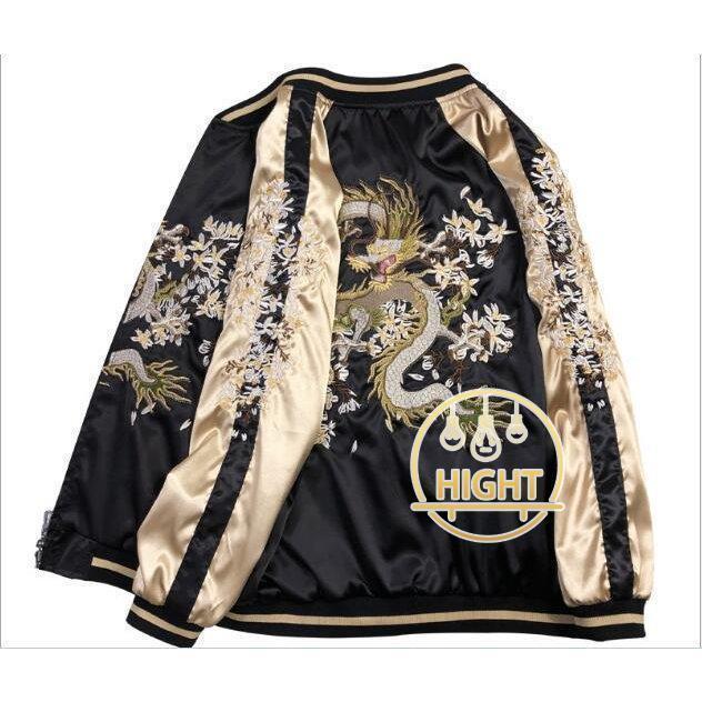 本日の限定商品 スカジャン男女兼用横須賀メンズ刺繍ブルゾンサテン光沢リバーシブル二面両面フライトジャケットレディースアウター春秋長袖バイク刺コートスカジャン男女兼用横須賀メンズ