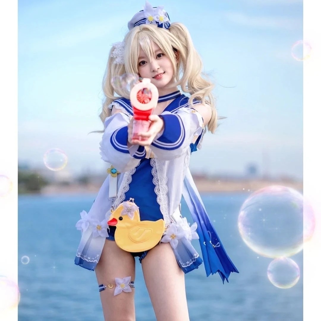 元神cos服琴海風の夢が輝いているバーバラ水着コスプレ衣装セット