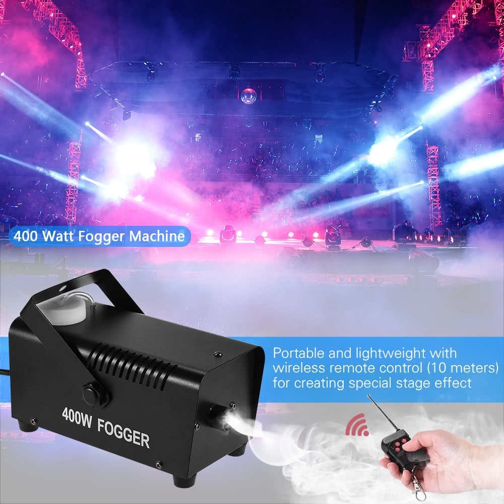 Wireless 400 Watt Fogger Fog Smoke Machine with Remote Control for Party Live Concert DJ Bar KTV