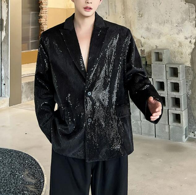 スパンコールジャケットアウター 韓国 ファッションメンズブレザー 長袖 XF78 2CLR