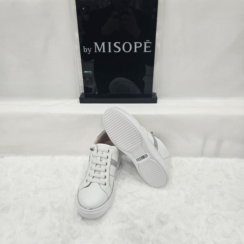 By 女性 斜線ディテール 背が高く見えるスニーカー 112HT410SF003 WHITE 4 JJ