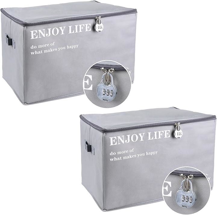 鍵付き 収納ケース 収納ボックス ダイヤル錠 折りたたみ 大容量 片付け 衣類 ENJOYLIFE 布製(グレー, LL（2個セット）) 6,623円