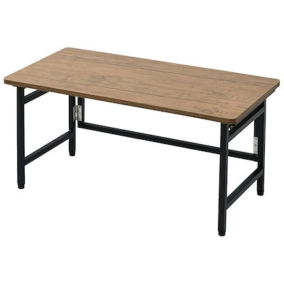 他サイト： 【即納】山善(YAMAZEN) 折りたたみテーブル ロータイプ 組立不要(幅80 奥行40 高さ40) アンティークブラウン/ブラックの商品画像