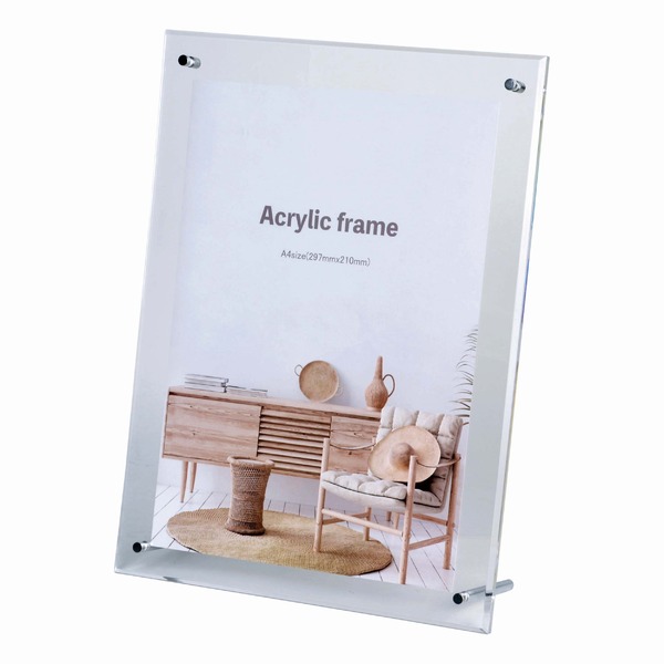 アクリルフレーム A4 297×210mm スタンド付・吊り下げパーツ付き 縦横兼用 透明アクリル 写真立て 額 額縁 フレーム