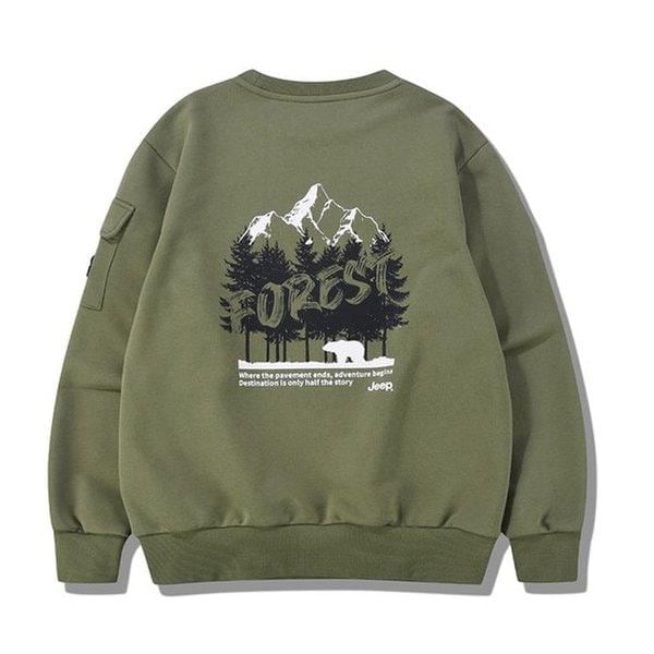 FOREST バックプリント ポケット 袖ポイント 男女共用 スウェットシャツ JQ1TSU834KH