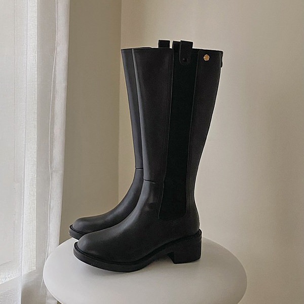 ロングブーツ サイドゴア バックジップ レディース