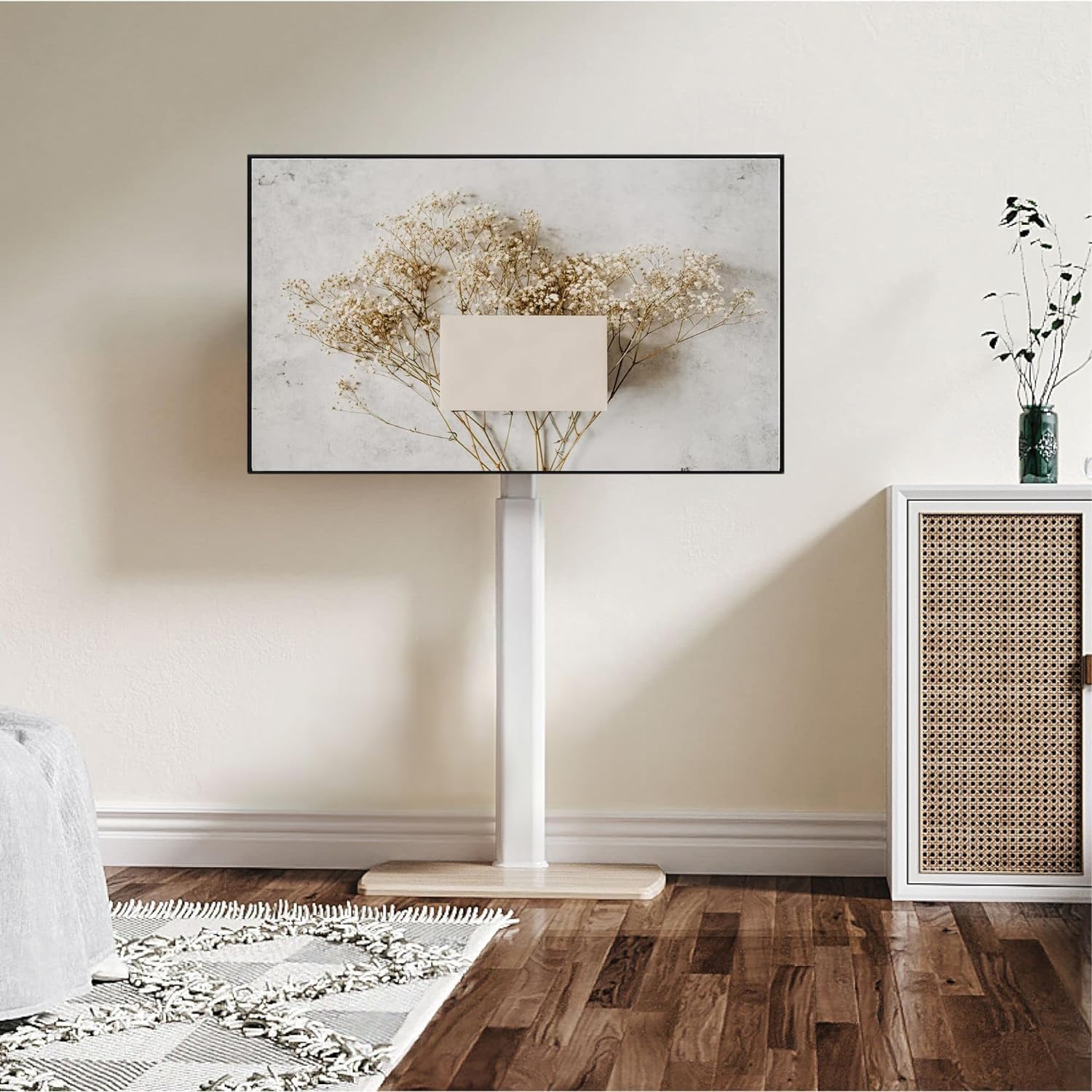 テレビスタンド ハイタイプ tvスタンド 32~70インチに対応 壁寄せ テレビ台 幅60cmの木製台座 耐荷重40kg VESA600x400mmまで 高さ調整可能 左右首振り可 70664