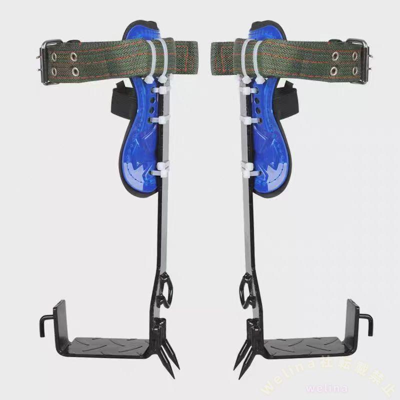 木登り器 木登りスパイク 直立木登り道具 滑り止めペダル 調節可能ストラップ付き 落下防止 高所作業/果物狩り/伐採補助に