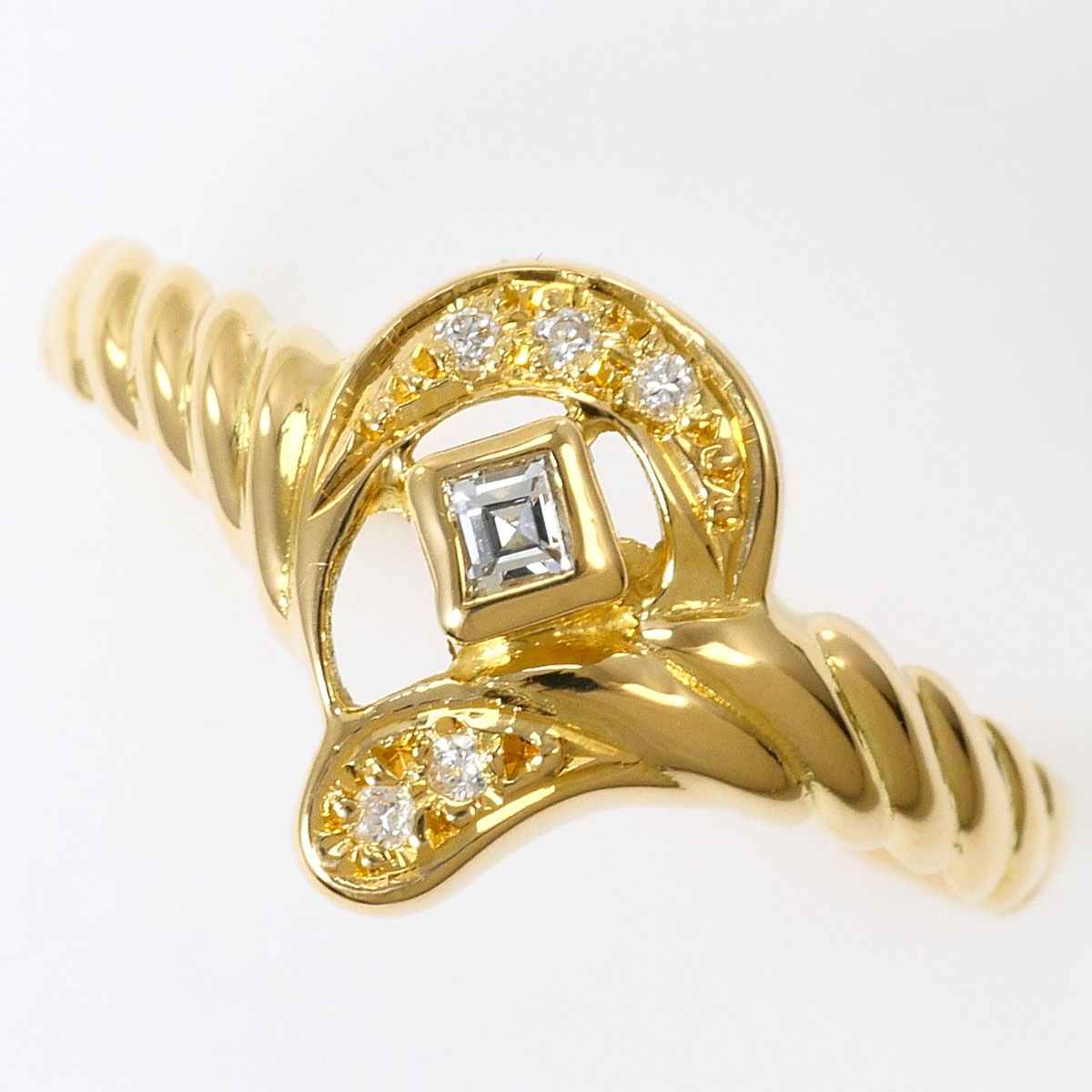 K18 18金 YG イエローゴールド リング・指輪 10号 ダイヤモンド 0.06ct 総重量約2.0g ジュエリー 中古