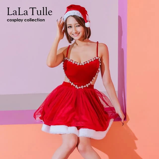サンタ コスプレ サンタコス クリスマス サンタコスプレ 2点セット Mサイズ サンタクロース サンタ帽子 キャミソール ノースリーブ 衣装 セクシー レディース コスチューム 女性 大