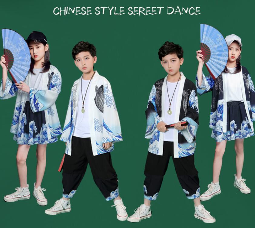 2026年初の販促新製品 ダンス衣裳 キッズ 子供 人 上下セットアップ 3点セット Tシャツ スカートORパンツ カーディガン チャイナ風 女の子 男の子 男女兼用 ジャズ ヒップホップ ストリート