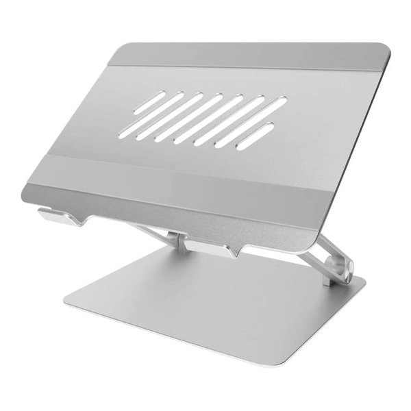 冷却スリット付き ノートPC・タブレットPCスタンド シルバー 17インチ 折畳みアルミ OWL-PCST01-SI