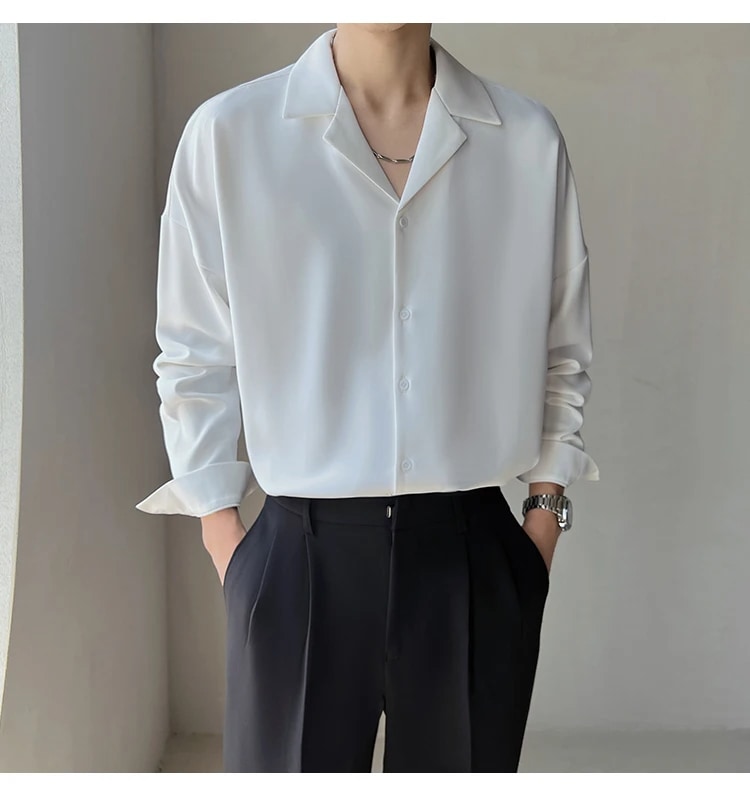 送料無料男性用のエレガントな黒と白のシャツ,ファッショナブルな韓国スタイルのカジュアルな長袖シャツ 5,870円