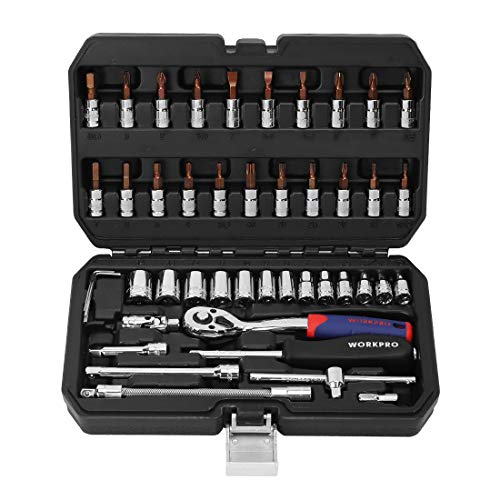 WORKPRO ソケットレンチセット ラチェットレンチ オフセットタイプ 差込角6.35mm（1/4