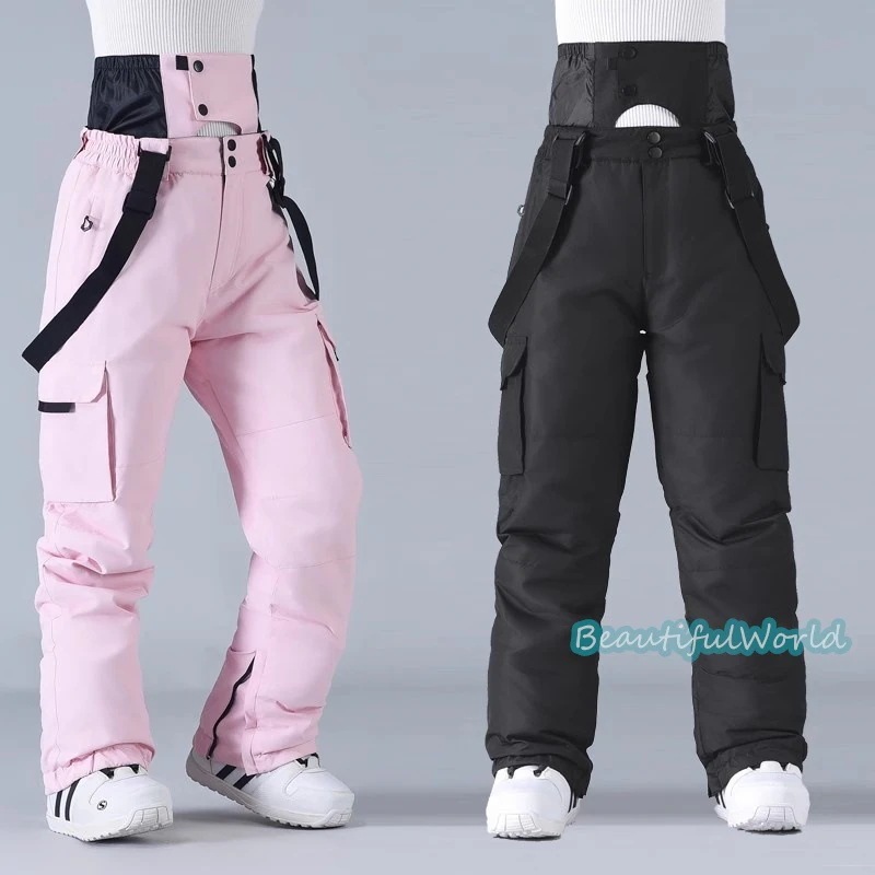 スノーパンツメンズレディーススキーパンツスノーボードウェアスキーウェアビブパンツ防寒防風冬服単品男女兼用撥水加