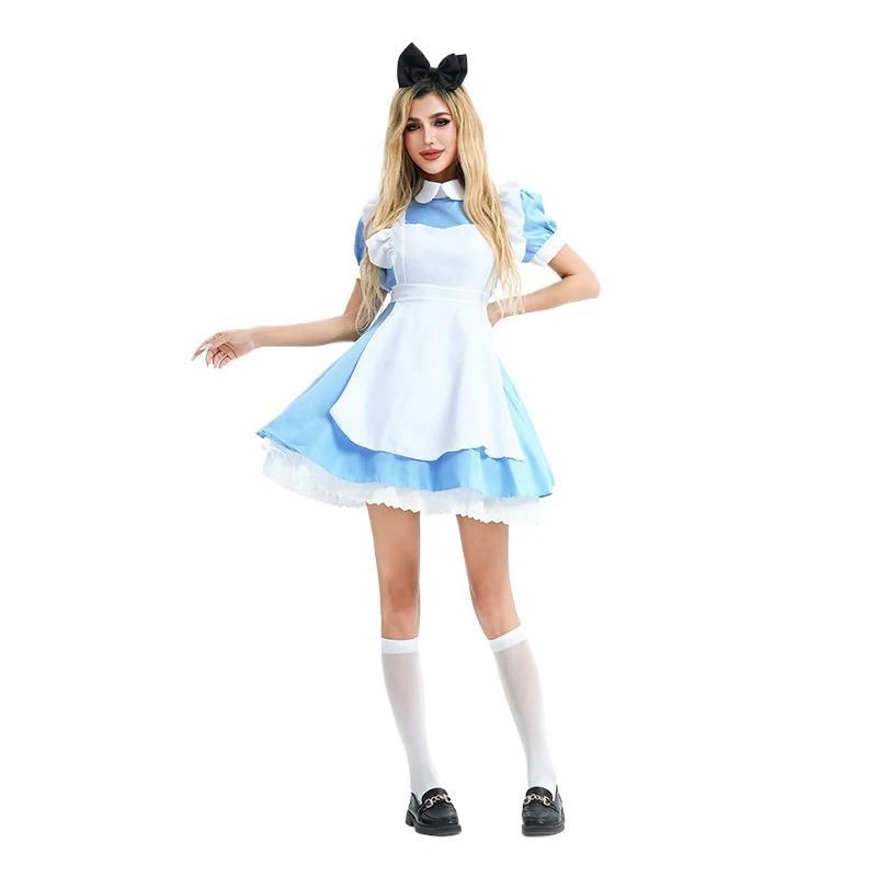アリスプリンセスドレスブルードレスメイドコスチュームメイドコスチュームハロウィンコスチュームカーニバルステージパフォーマンスコスチューム