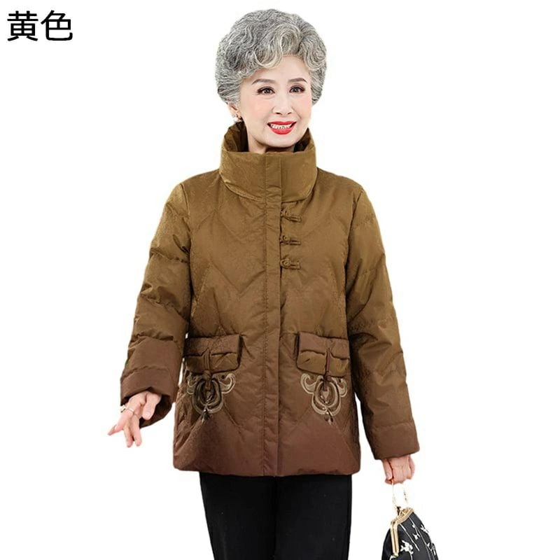 パファージャケット レディース 中綿入り 刺繍 ポケット 中綿コート グラデーション 綿服 長袖 婦人服 シニアアウター お年寄り 中高年 50-70代 秋冬用 い アウター 柔らかい 日常