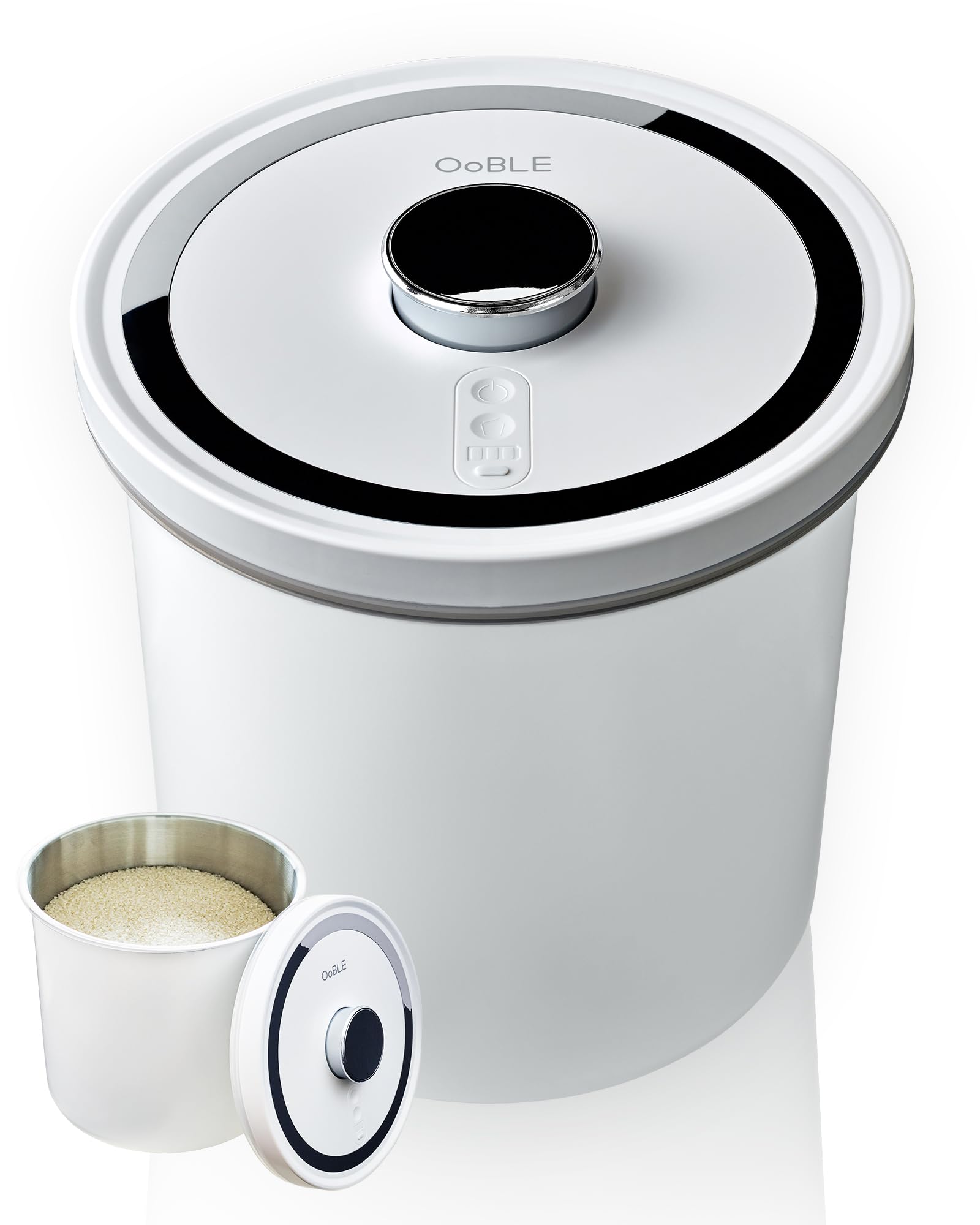 OoBLE(オーブル) 正規品 真空保存容器 米びつ 密閉容器 お米10kg ステンレス製 ライスストッカー 13L 【オーブル 公式直販】 メーカー保証付き (ホワイト ノーマル)