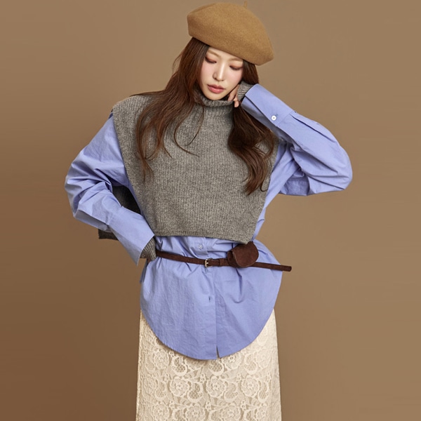 E2889 タートルネック ニット ベスト