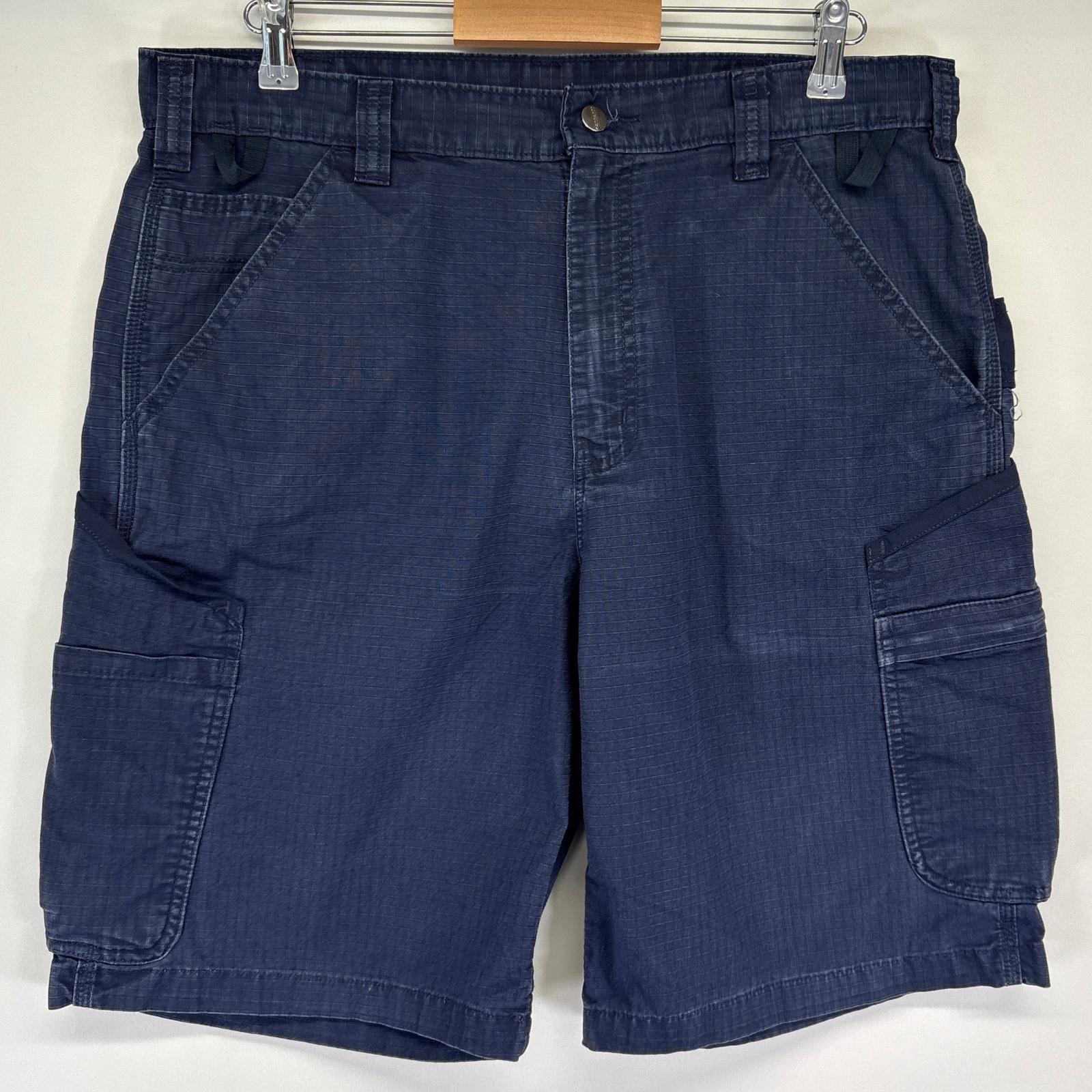 古着 ショートパンツ ワーク ペインター ワンポイントロゴ ハーフ 半ズボン 短パン リップストップ w36 ネイビー メンズ