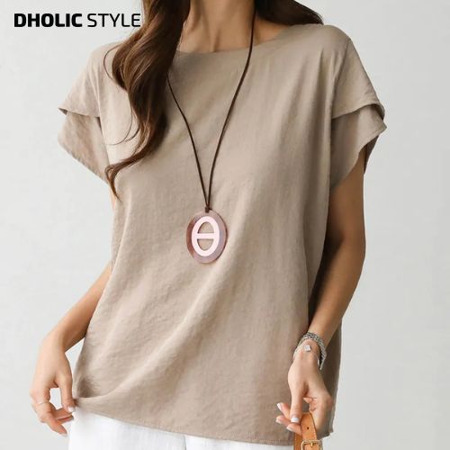 [メガ割りSALE]バックリボンダブルフリルスリーブブラウス・p681217