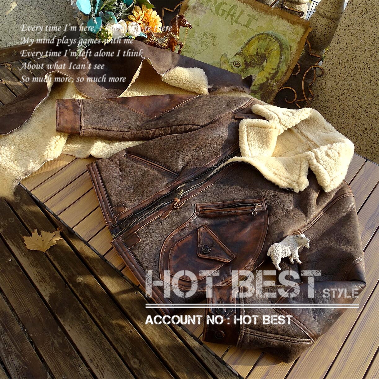 カウハイド&シープスキン 復刻40s TYPE D-3 メンズ 革ジャン ムートンフライトジャケット WWII B-17 メンフィス・ベル 牛革 羊革